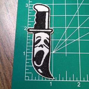 2/$10 Scream Ghostface Black and White Knife Patch